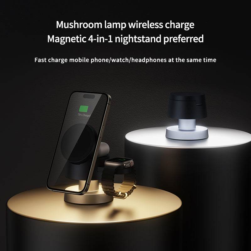 4-in-1 wireless charger with Mushroom lamp