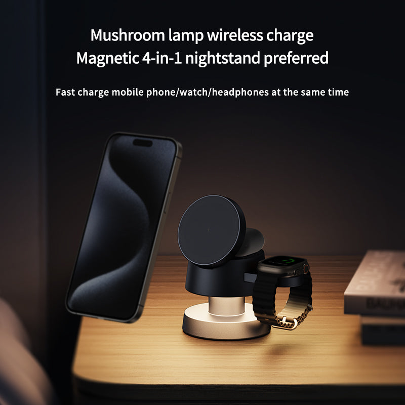 4-in-1 wireless charger with Mushroom lamp